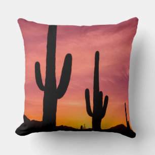 Cojín Decorativo Cactus de Saguaro al amanecer, Arizona