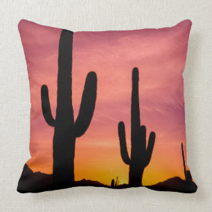 Cojín Decorativo Cactus de Saguaro al amanecer, Arizona