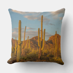 Cojín Decorativo Cactus de Saguaro al atardecer, Arizona