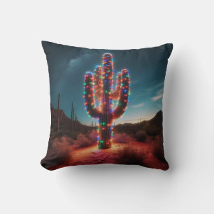 Cojín Decorativo Cactus del desierto de los Navidades del suroeste