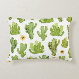 Cojín Decorativo Cactus del desierto verde: acuarela sin foco