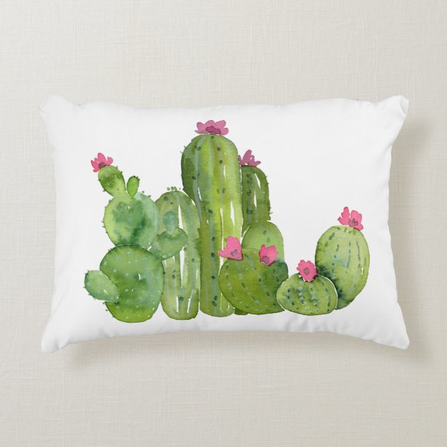 Cojín Decorativo Cactus Desierto de flores arte suroeste Personaliz (Anverso)