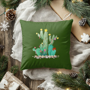 Cojín Decorativo Cactus Desierto Fiesta Navideña Navidad Decoración
