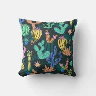 Cojín Decorativo Cactus dibujado a mano: sin costuras escandinavas.