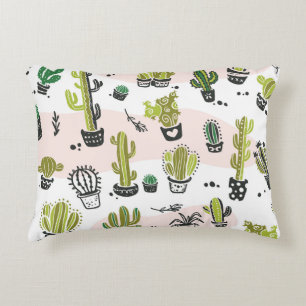 Cojín Decorativo Cactus dibujados a mano: sin costuras vintage.