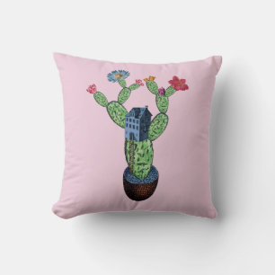 Cojín Decorativo Cactus espinoso con flores