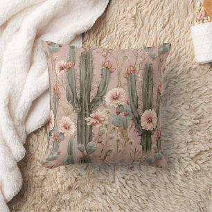 Cojín Decorativo Cactus Flores Rosadas Navidad