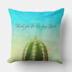 Cojín Decorativo Cactus, Gracias Mantra Con Personalizable Texto T