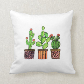 Cojín Decorativo Cactus lindo de la acuarela en potes