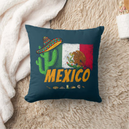 Cojín Decorativo Cactus mexicanos de vintage con souvenir de la ban