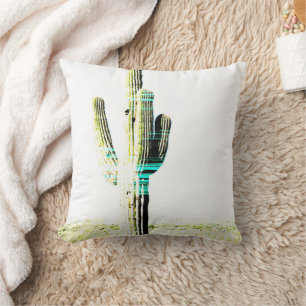 Cojín Decorativo Cactus moderno foto arte desierto verde azul blanc