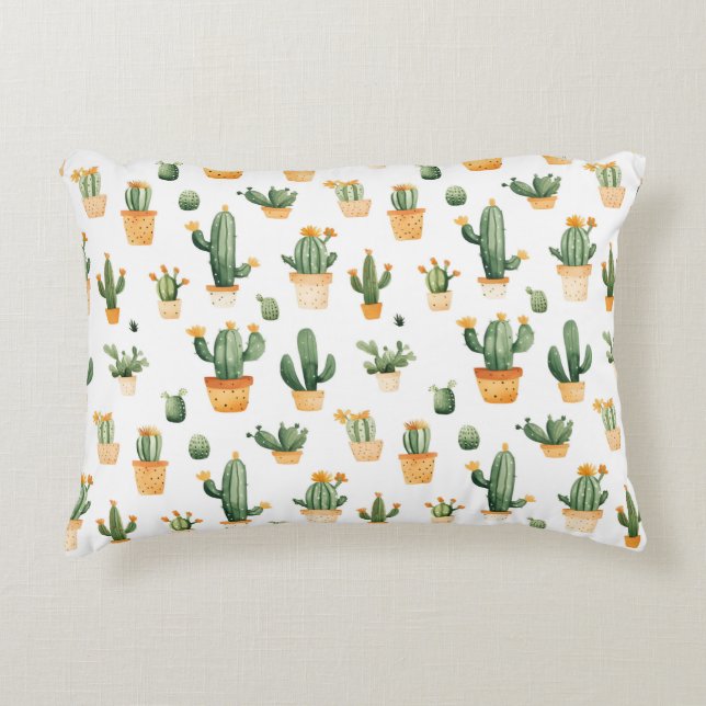 Cojín Decorativo Cactus pulido en blanco (Anverso)