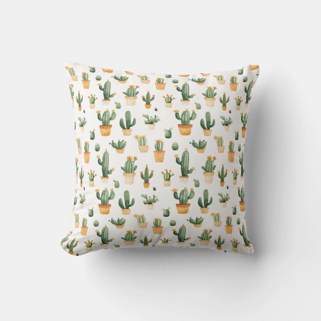 Cojín Decorativo Cactus pulido en blanco (Anverso)