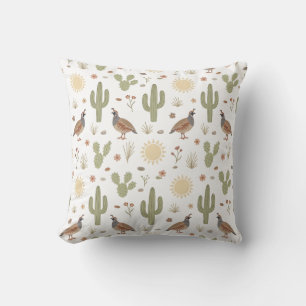 Cojín Decorativo Cactus Suave Pastel Codorniz del Desierto