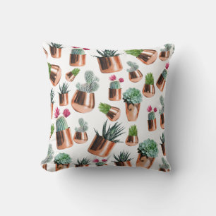 Cojín Decorativo Cactus & Succulens en ollas de oro Rosa