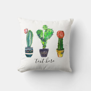 Cojín Decorativo cactus, suculento, acuarela, fiesta, mexicano,