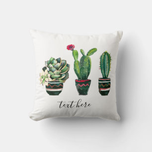 Cojín Decorativo cactus, suculento, acuarela, fiesta, mexicano,