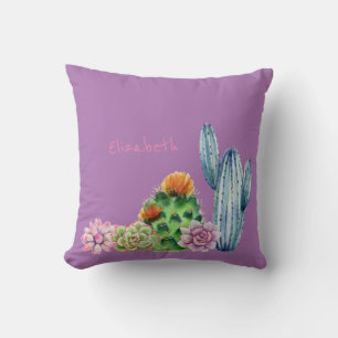 Cojín Decorativo Cactus Suculentos Apreciables de Acuarela