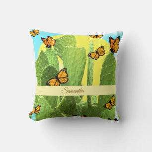 Cojín Decorativo Cactus y mariposas caprichosas