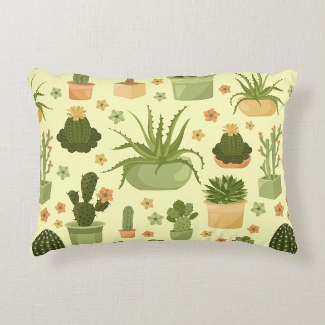 Cojín Decorativo Cactuses and succulents seamless pattern. Housepla (Anverso)