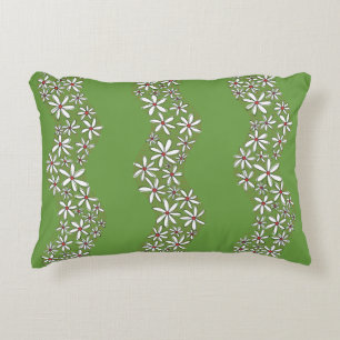Cojín Decorativo Cadena de margarita Tiras de flor gruesa verde roj