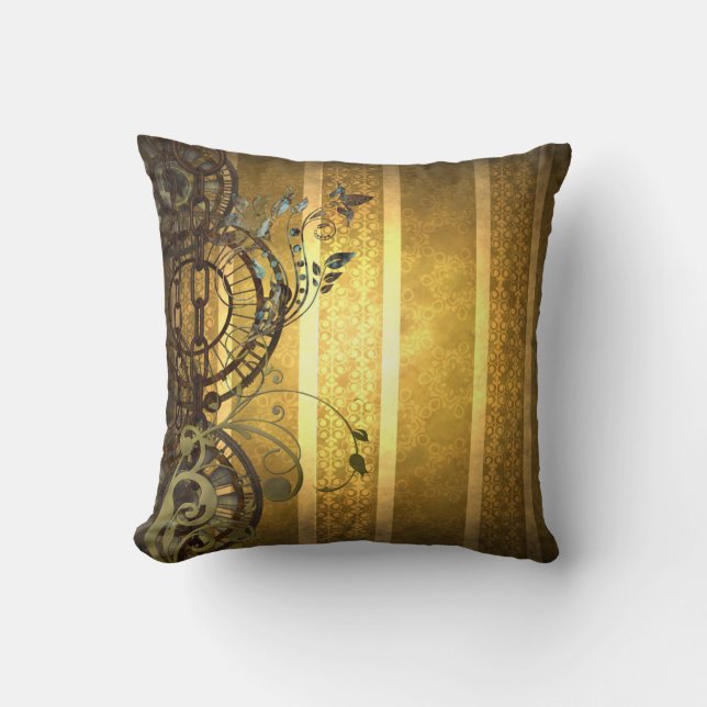 Cojín Decorativo Cadenas de Steampunk y floral (Anverso)