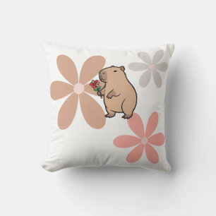 Cojín Decorativo Cadorable Capibara Con Flor