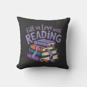 Cojín Decorativo Caer enamorada de leer libros acogedores y vídeos 