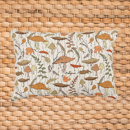 Cojín Decorativo Caer hongos y hojas - patrón sin fisuras.