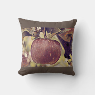 Cojín Decorativo Caer manzana roja y dejar acuarela