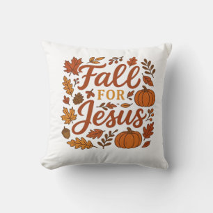 Cojín Decorativo Caer Por Jesús Calabaza de Otoño Fe Cristiana Clas