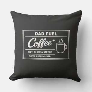 Cojín Decorativo Café Combustible para Papá – Día del Padre Negro y