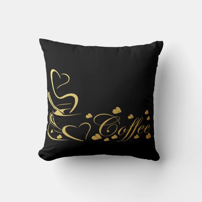 Cojín Decorativo Café Corazón Dorado (Anverso)
