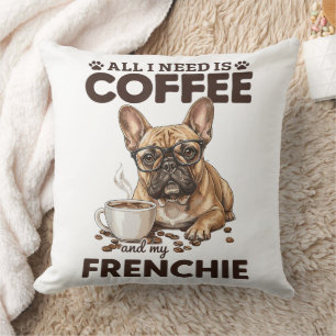 Cojín Decorativo Café de Bulldog Francés Frenchie Perro