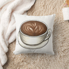Cojín Decorativo Café de capuchino blanco y negro Barista