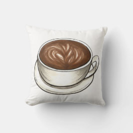 Cojín Decorativo Café de capuchino blanco y negro Barista