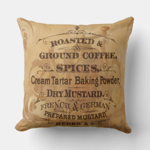 Cojín Decorativo Café de época y especias rústico y elegante