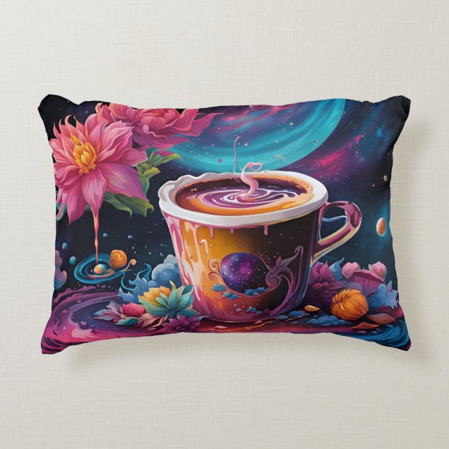 Cojín Decorativo Café de Galaxia Jardín (Anverso)
