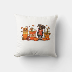 Cojín Decorativo Café de otoño con Dachshund