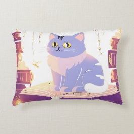 Cojín Decorativo Café del gato de la biblioteca