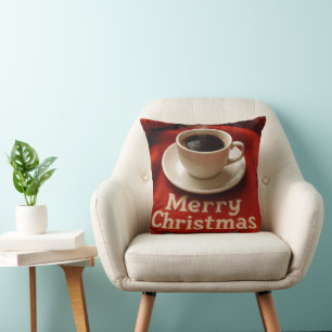 Cojín Decorativo Café en una manta alegre de Navidad