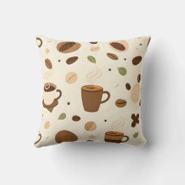Cojín Decorativo Café, frijoles y diseño de vapor