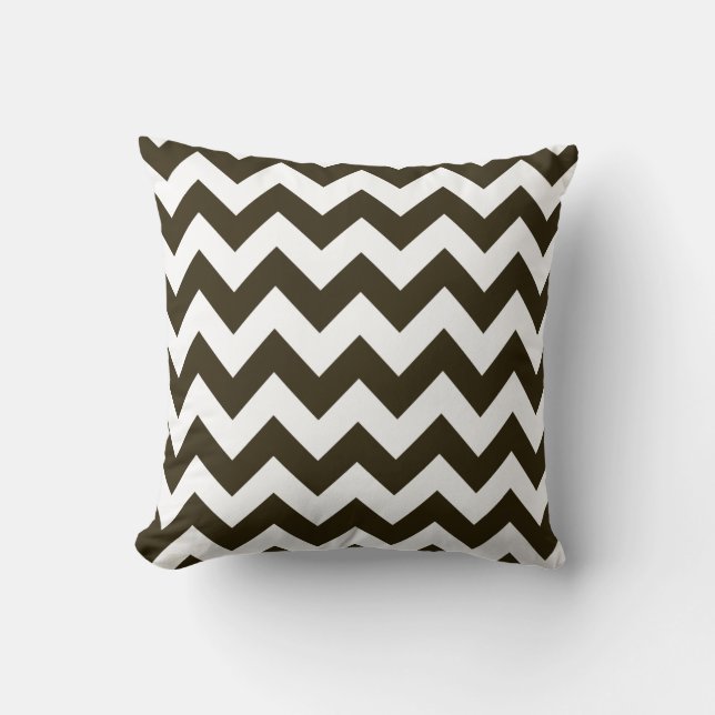 Cojín Decorativo Café Mocha Neutral Chevron (Anverso)