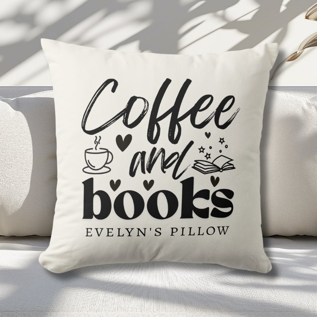 Cojín Decorativo Café y amantes del libro personalizados (Subido por el creador)