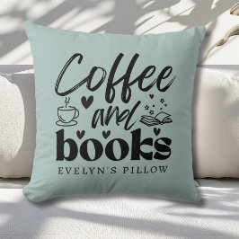 Cojín Decorativo Café y amantes del libro personalizados