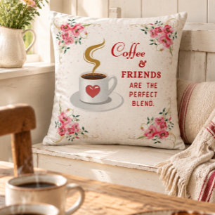 Cojín Decorativo Café y amigos la mezcla perfecta