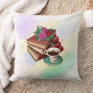 Cojín Decorativo Café y pila de libros