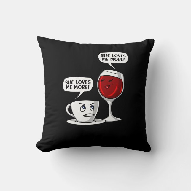 Cojín Decorativo Café Y Vino Que Me Ama Más (Anverso)