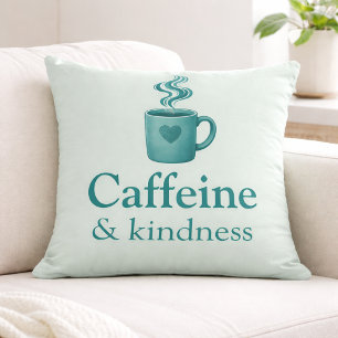 Cojín Decorativo Cafeína y amabilidad Teal Café Pale Mint