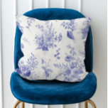 Cojín Decorativo Caída Botánica Azul Vintage<br><div class="desc">Cojín decorativo de caída botánica azul vintage</div>
